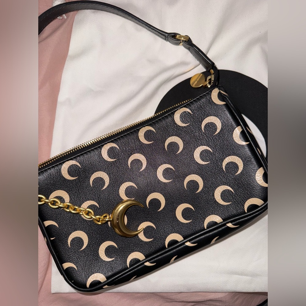Marine Serre Black and Cream Crescent Bag
